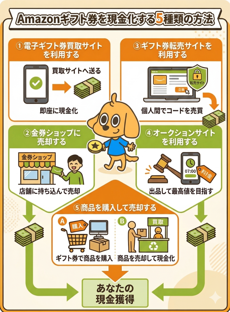 Amazonギフト券を現金化する5種類の方法