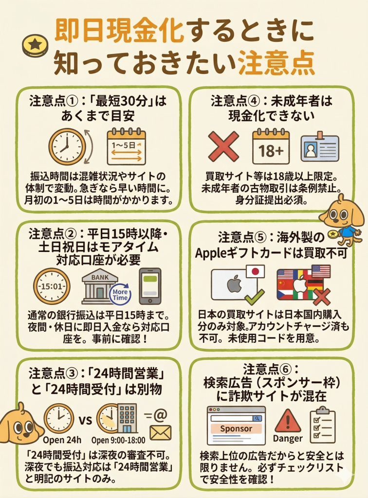 Appleギフトカードを即日現金化するときに知っておきたい注意点
