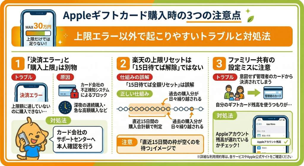 Appleギフトカードの購入時に知っておきたい3つの注意点