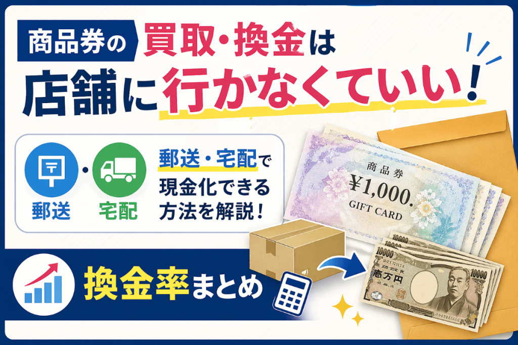 商品券の買取・換金は店舗に行かなくていい！ 郵送・宅配で現金化できる方法と換金率まとめ
