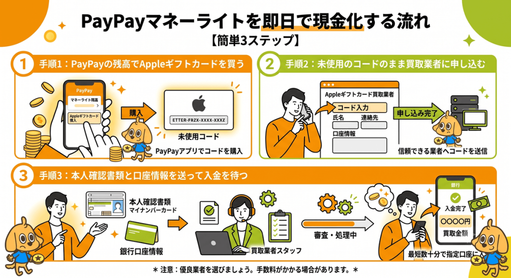 PayPayマネーライトを即日で現金化する流れ【簡単3ステップ】